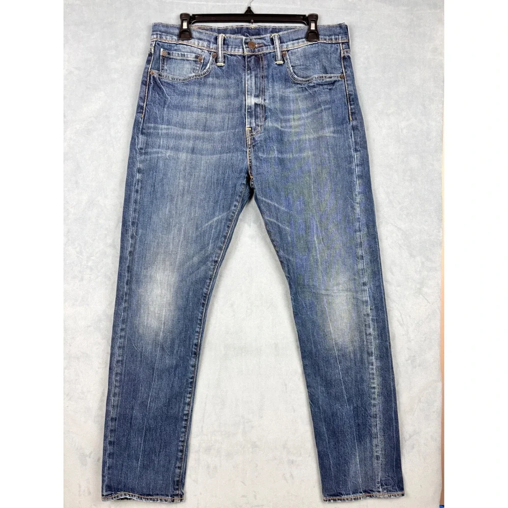Levis 522 Tapered Fit Blue Denim Jeans Mens W32 L32 Medium Wash